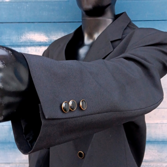VITTORIO ST ANGELO MEN'S BLACK (3) BUTTON BLAZER LUXURY (SPECIALTY BUTTONS)